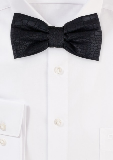 Croc Print Bow Tie in Black