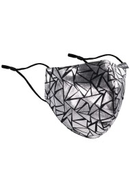 Geo Print Mask in Metallic Silver and Black