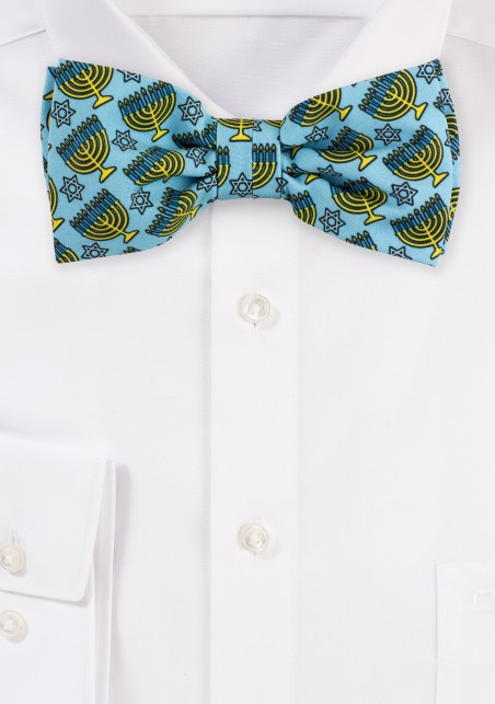 Blue and Gold Hanukkah Bow Tie