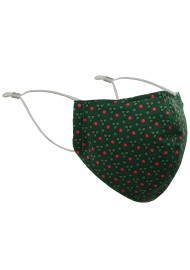 Dark Green Holly Print Christmas Mask