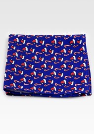 Royal Blue Hanky with Red Santa Hats