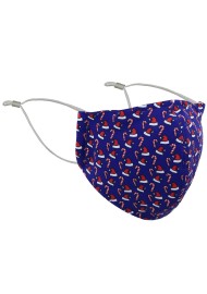 Blue Mask  with Fun Santa Hat Print