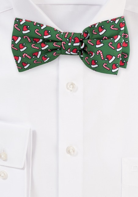 Green Bow Ties with Santa Hats and Candy Canes