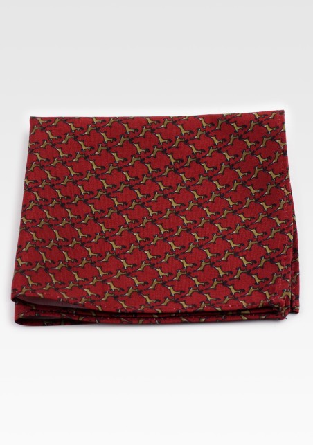 Burgundy Red Hanky with Flying Reindeers