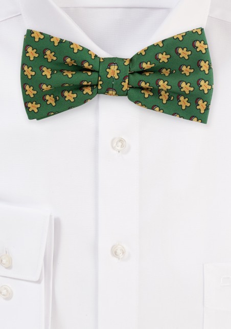 Dark Green Gingerbread Man Bow Tie