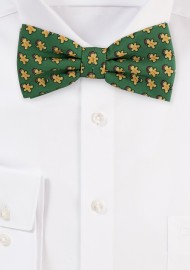 Dark Green Gingerbread Man Bow Tie
