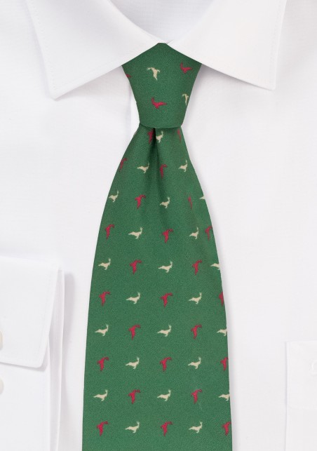 Dark Green Reindeer Necktie