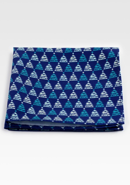 Dark Teal Hanky with Christmas Tree Print