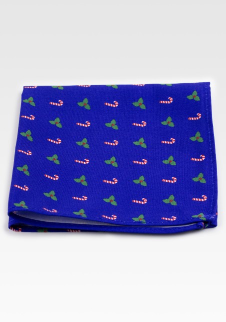 Christmas Print Hanky in Royal Blue