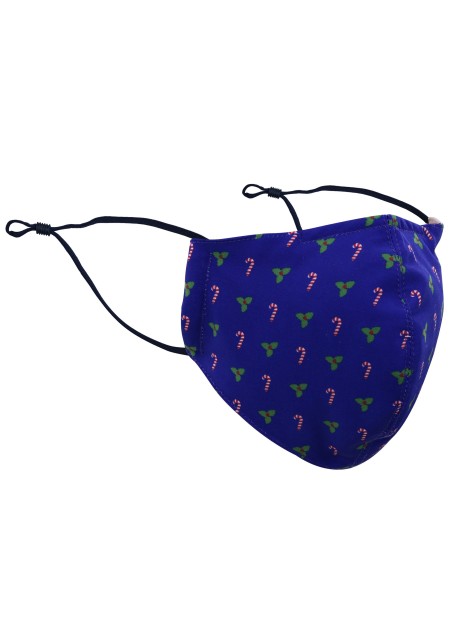 Christmas Print Mens Face Mask in Blue