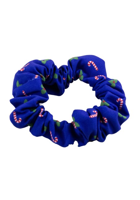 Blue Christmas Print Scrunchie