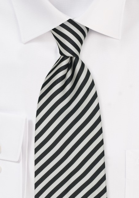 Striped Tie in Charcoal-Gray and White