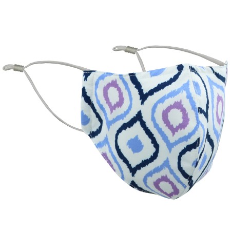 Geo Print Mask in White and Blue