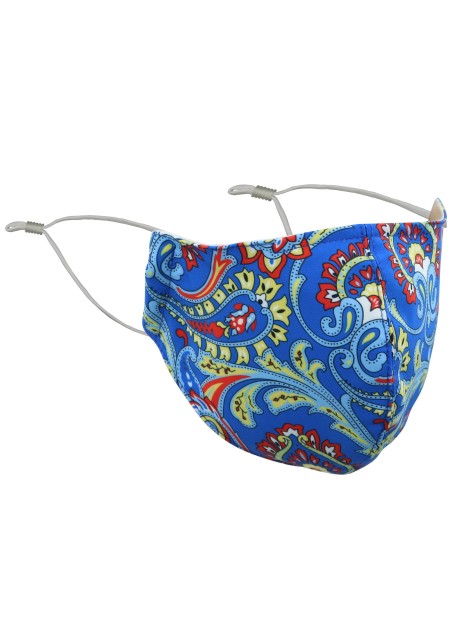 Bright Blue Paisley Print Mask