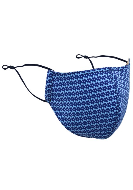 Floral Print Mask in Navy and Sky Blue