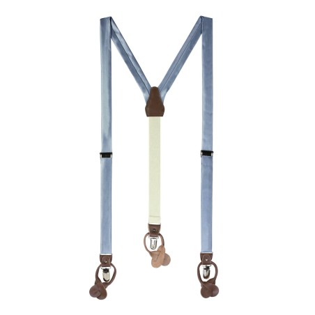 Satin Fabric Suspenders in Slate Blue