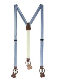 Satin Fabric Suspenders in Slate Blue