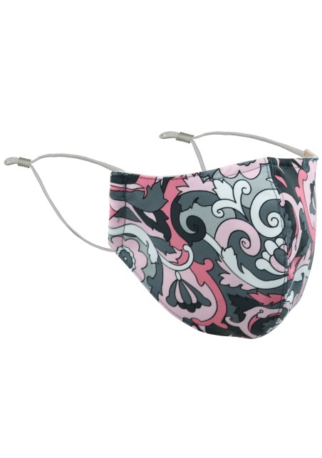 Floral Paisley Face Mask in Pink and Gray