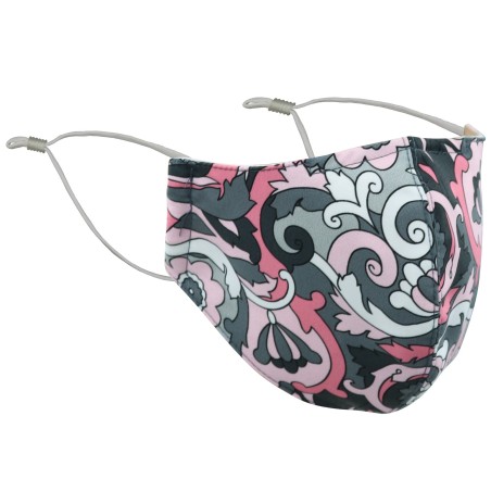 Floral Paisley Face Mask in Pink and Gray