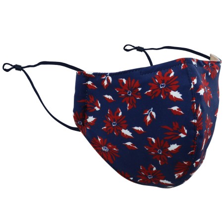 Blue and Wine Red Floral Print Mask