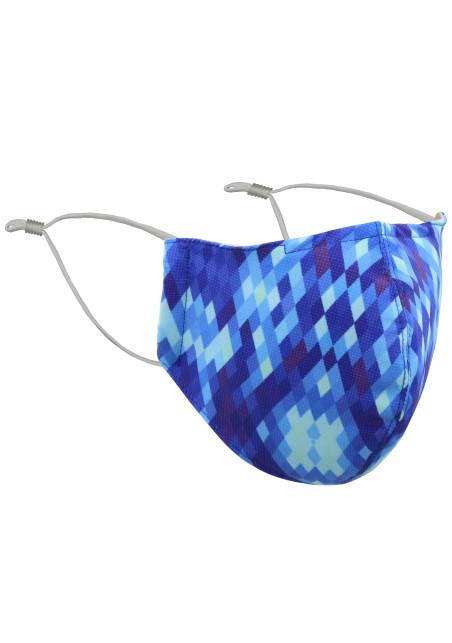 Aztec Argyle Print Mask in Blues