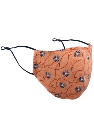 Peach Orange Mask with Blue Florals