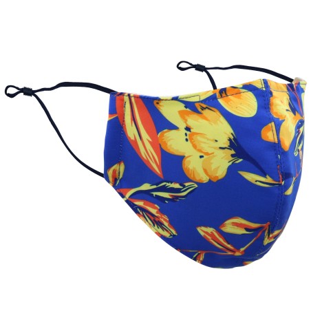 Royal Blue Mask with Golden Tropical Flowers