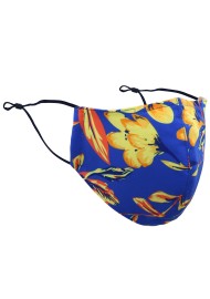 Royal Blue Mask with Golden Tropical Flowers