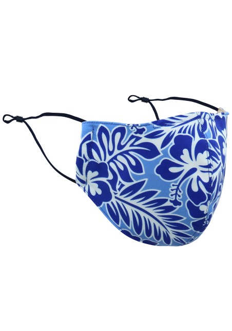 Hawaii Print Floral Mask in Sky Blue