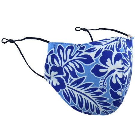 Hawaii Print Floral Mask in Sky Blue