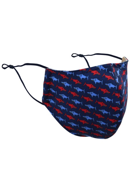 Navy Filter Mask in Shark Print