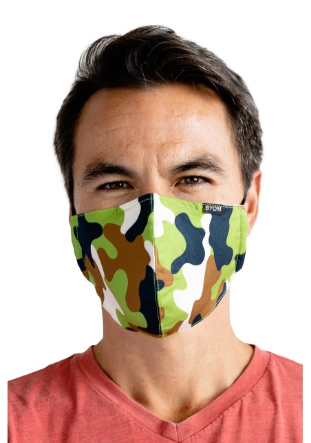 Camouflage Green Brown Face Mask Styled