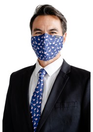 Flamingo Print Skinny Tie + Face Mask Set Styled