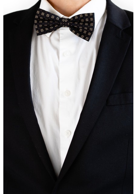 Black and Gold Geometric Print Bow Tie Styled