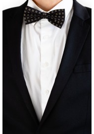 Black and Gold Geometric Print Bow Tie Styled