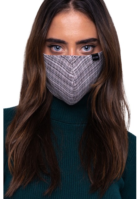 Vintage Tweed Check Mask in Grays Styled