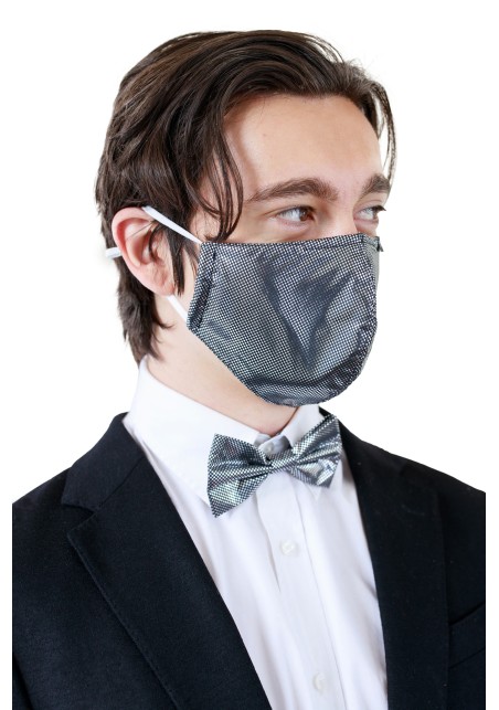 Metallic Print Mask and Tie Set Model Styled