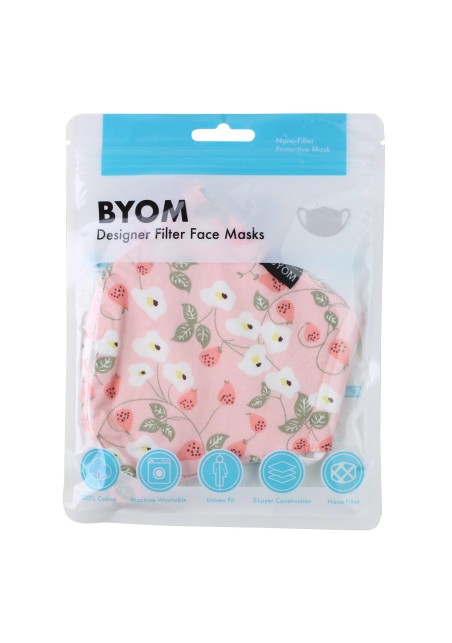 Spring Floral Filter Mask in Peach Pink in Bag