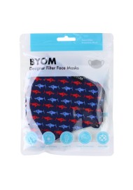 Navy Filter Mask in Shark Print in Bag