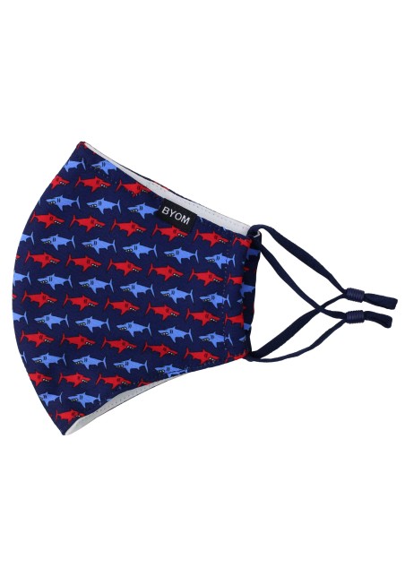 Navy Filter Mask in Shark Print