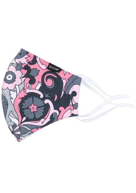 Floral Paisley Face Mask in Pink and Gray