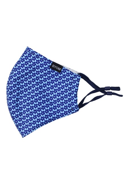 Floral Print Mask in Navy and Sky Blue