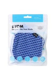 Floral Print Mask in Navy and Sky Blue in Mask Bag
