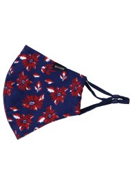 Blue and Wine Red Floral Print Mask