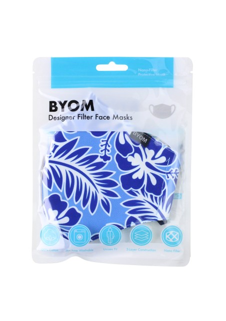 Hawaii Print Floral Mask in Sky Blue in Mask Bag