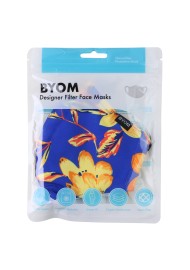 Royal Blue Mask with Golden Tropical Flowers in Mask Bag