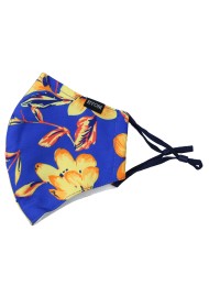 Royal Blue Mask with Golden Tropical Flowers