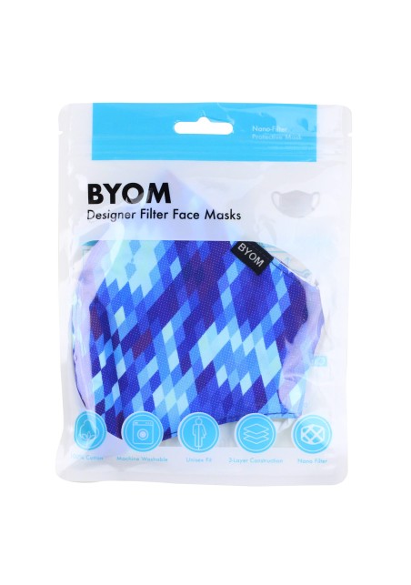 Aztec Argyle Print Mask in Blues in Mask Bag