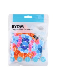 Kaleidoscope Print Mask in Orange and Blue in Mask Bag