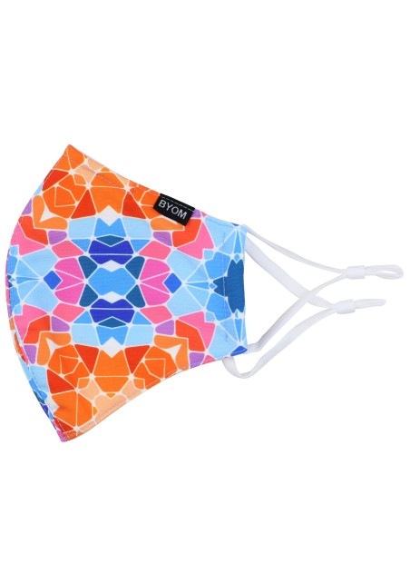 Kaleidoscope Print Mask in Orange and Blue